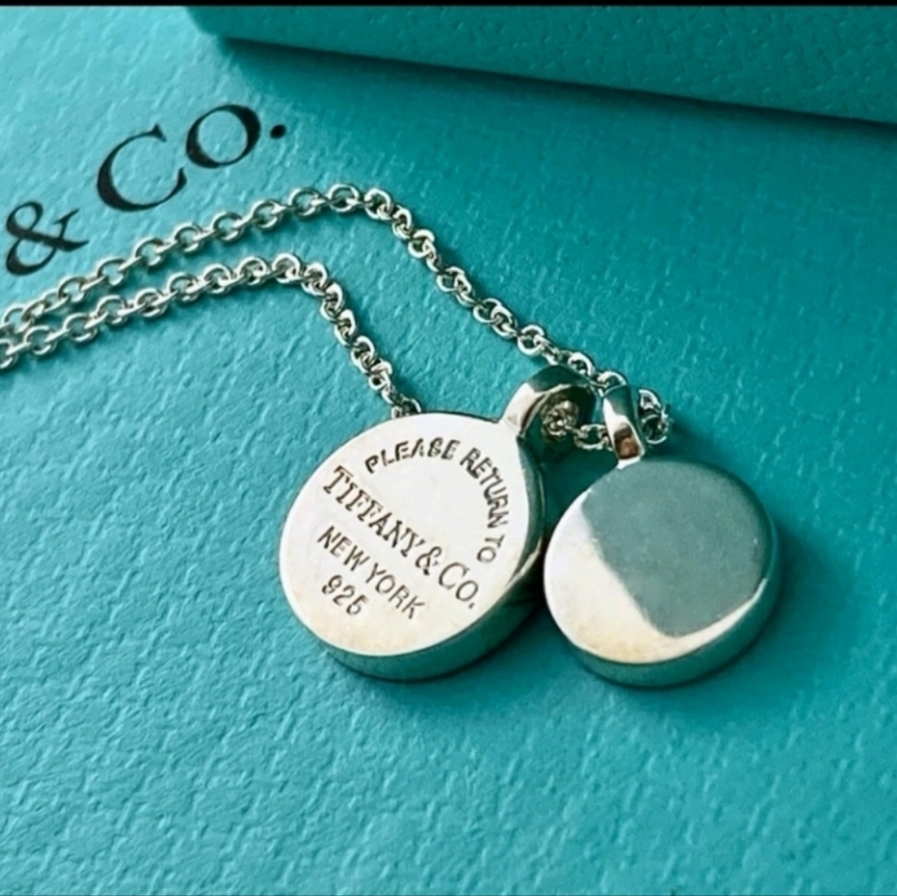 Authentic RT Tiffany & Co. Small Circles Duo Enamel Pendant Adjustable Necklace - Picture 8 of 11